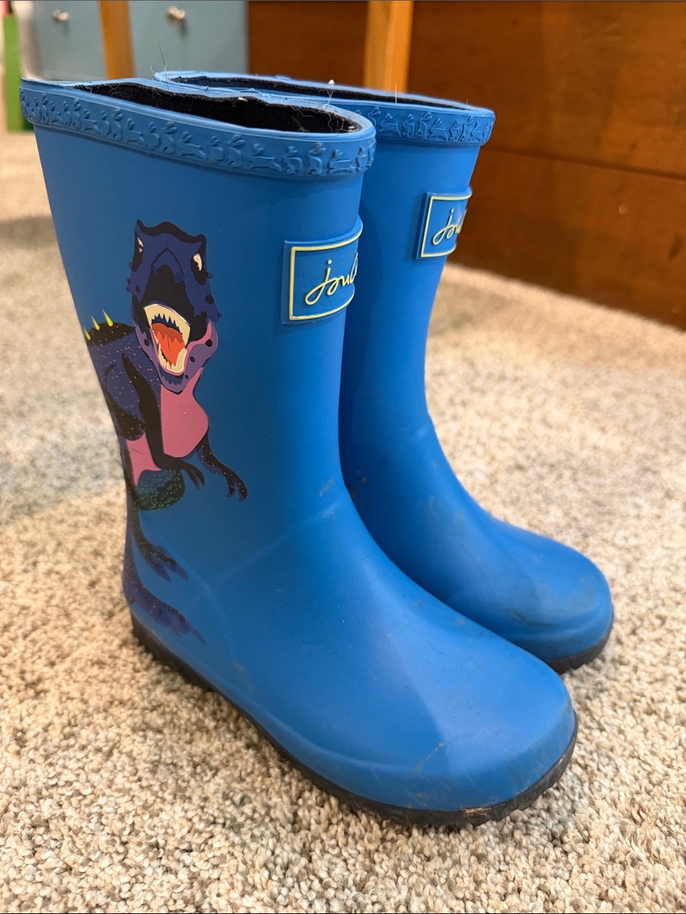 Joules Kids Blue Dinosaur Rain Boots